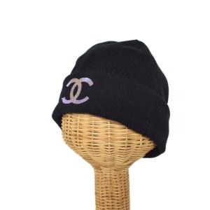 ココマーク カシミヤ ニットキャップ ビーニー ケーブル編み ロゴ