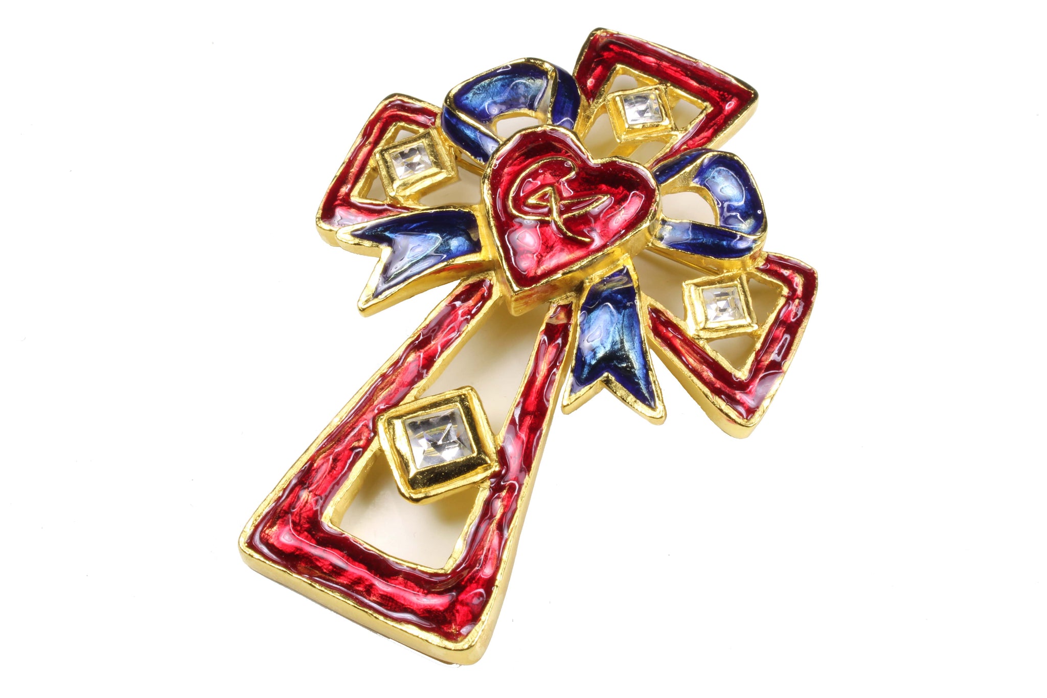 CHRISTIAN LACROIX enamel cross pendant brooch – Vintage Carwen