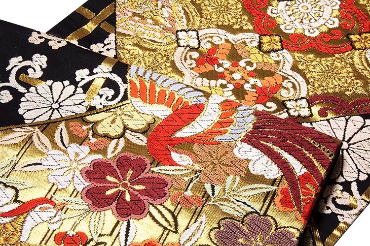 京都西陣「小泉政尾謹製」 黒地 鳳凰 豪華絢爛 正絹 袋帯