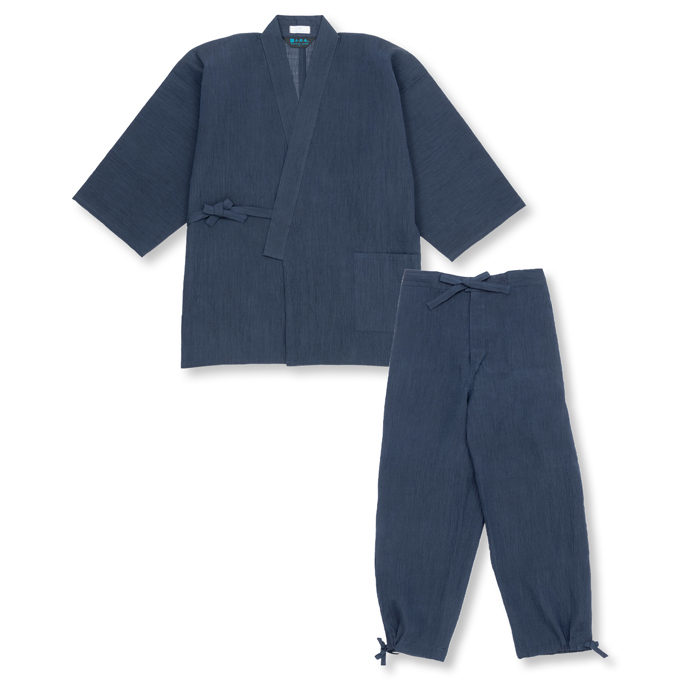 小千谷ちぢみ本麻作務衣 No.1 濃紺