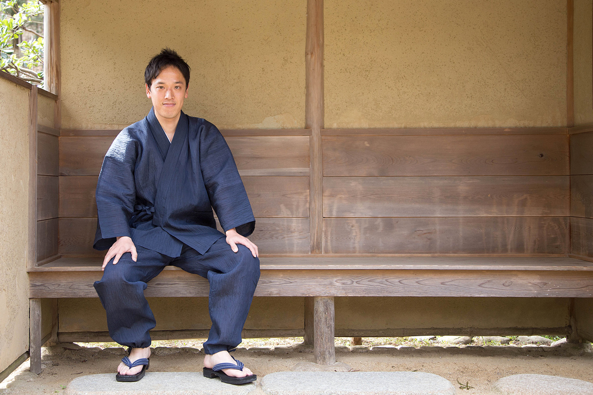 小千谷ちぢみ本麻作務衣 No.1 濃紺