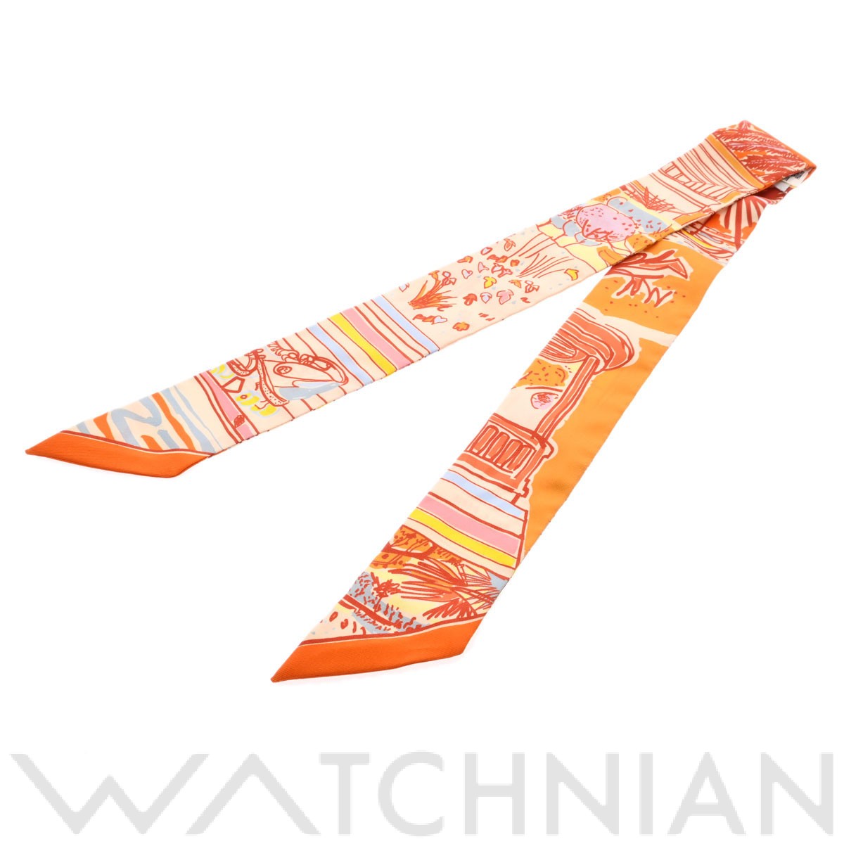 エルメス / HERMES ツイリー RAYURES D ETE オレンジ/コライユ/ブルー