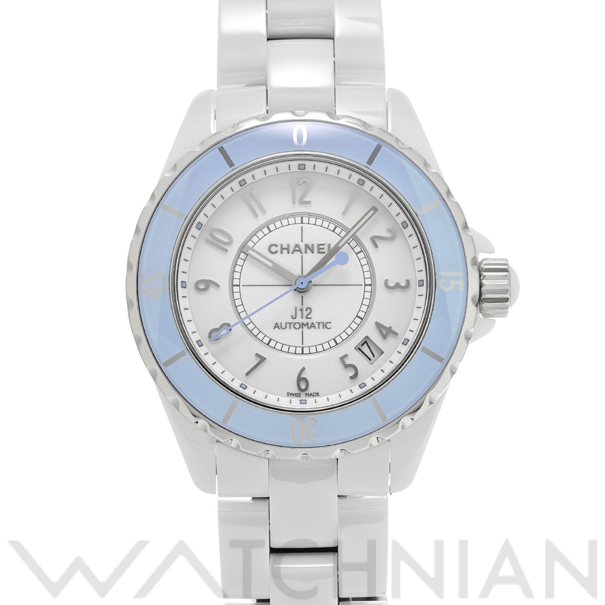 シャネル / CHANEL J12 ソフトブルー 38MM H4341 ホワイト メンズ 時計