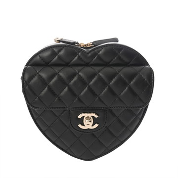 シャネル マトラッセ ミニ チェーンポーチ ブラック ラムスキン