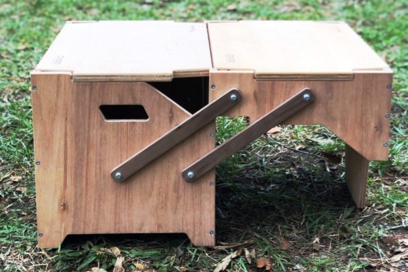 収納とテーブルが一体に。エルネストの一石二鳥なウッドコンテナが画期