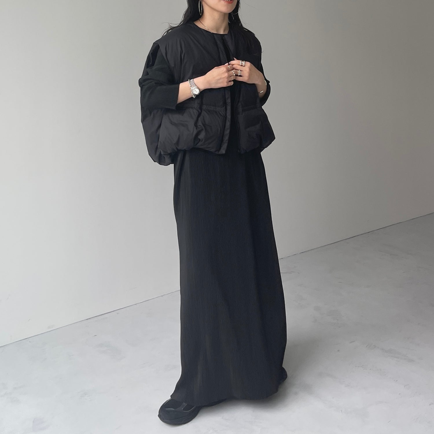 egg down vest / black （パーフェクトシルエットダウンコート