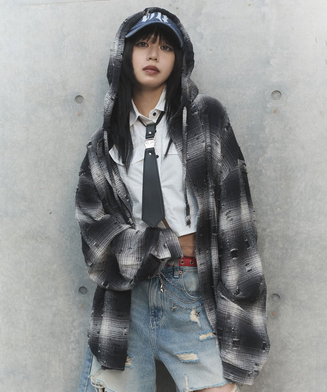 ダメージフードチェックシャツ – WEGO ONLINE STORE