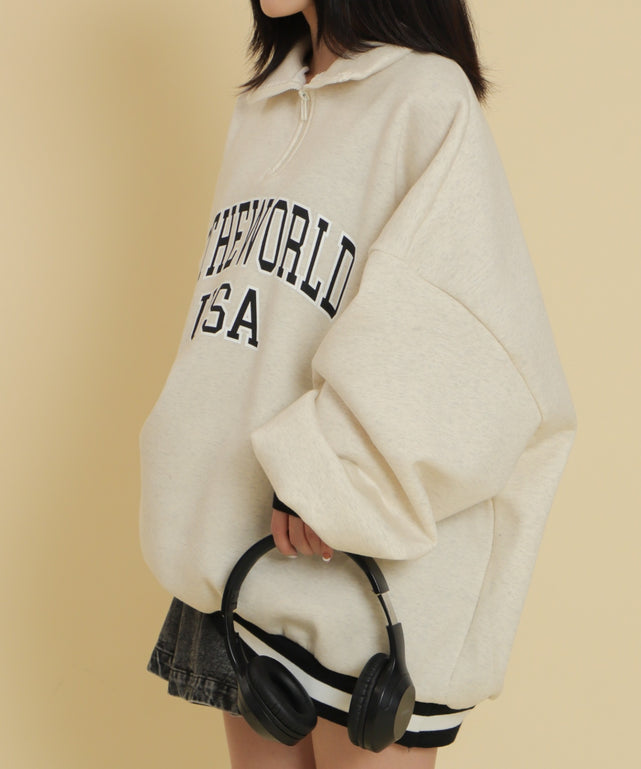 ラインリブハーフZIPビッグスウェット｜WEGO（ウィゴー） – WEGO