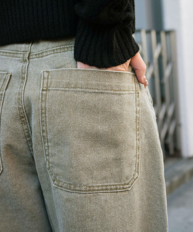 ヴィンテージウォッシュダックダブルニーバギーパンツ【一部店舗限定