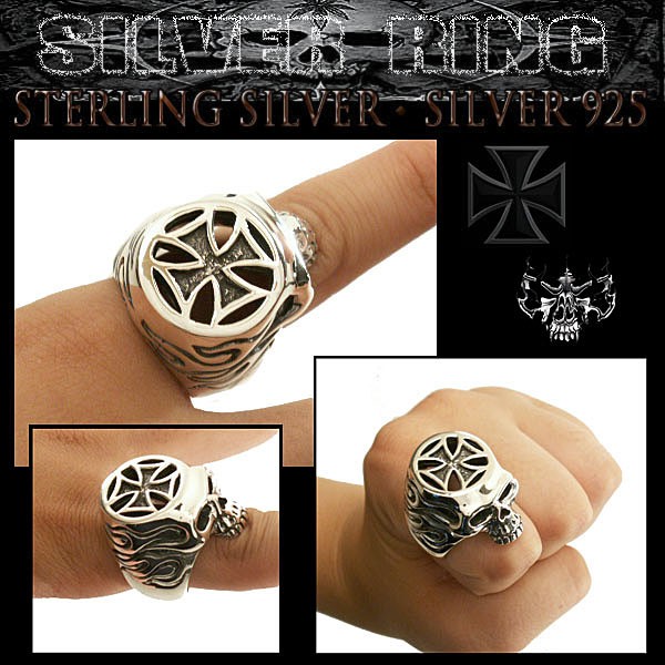 シルバーリング リング 指輪 アイアンクロス 十字架 スカル Sterling
