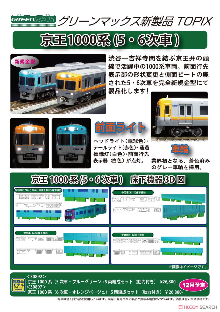 京王 1000系 (6次車・オレンジベージュ) 5輛編成セット (動力付き) (5