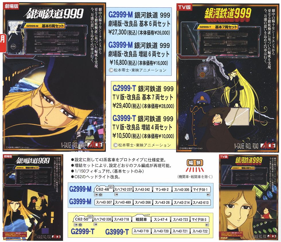 銀河鉄道999 劇場版・改良品 (増結・6両セット) (鉄道模型) - ホビー