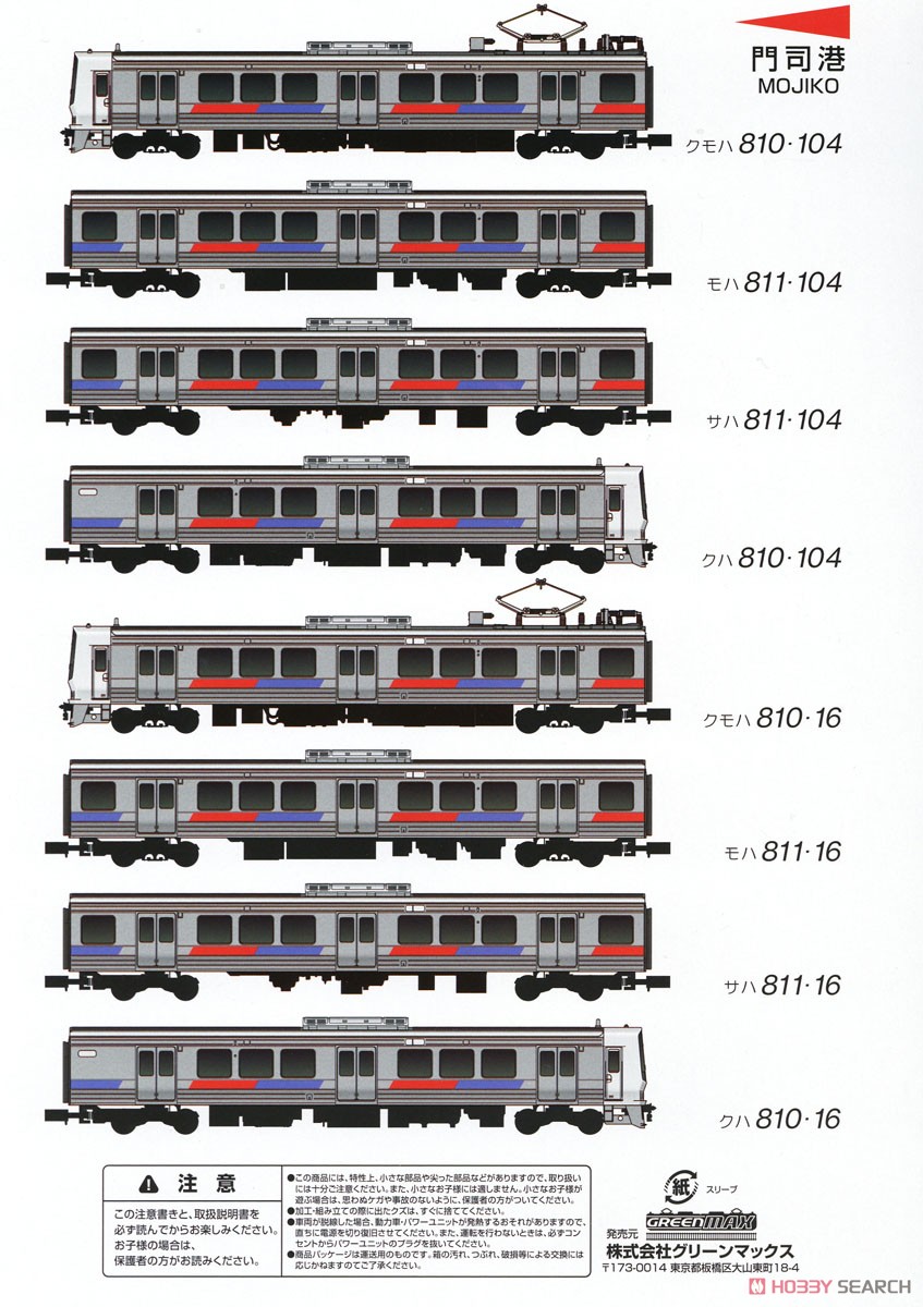 限定品】GREENMAX JR九州811系 8両編成セット＋行先ステッカー付