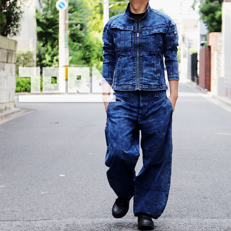 寅壱 8922-448 デニム細身超超ロング八分 ケミカルストーンウォッシュ