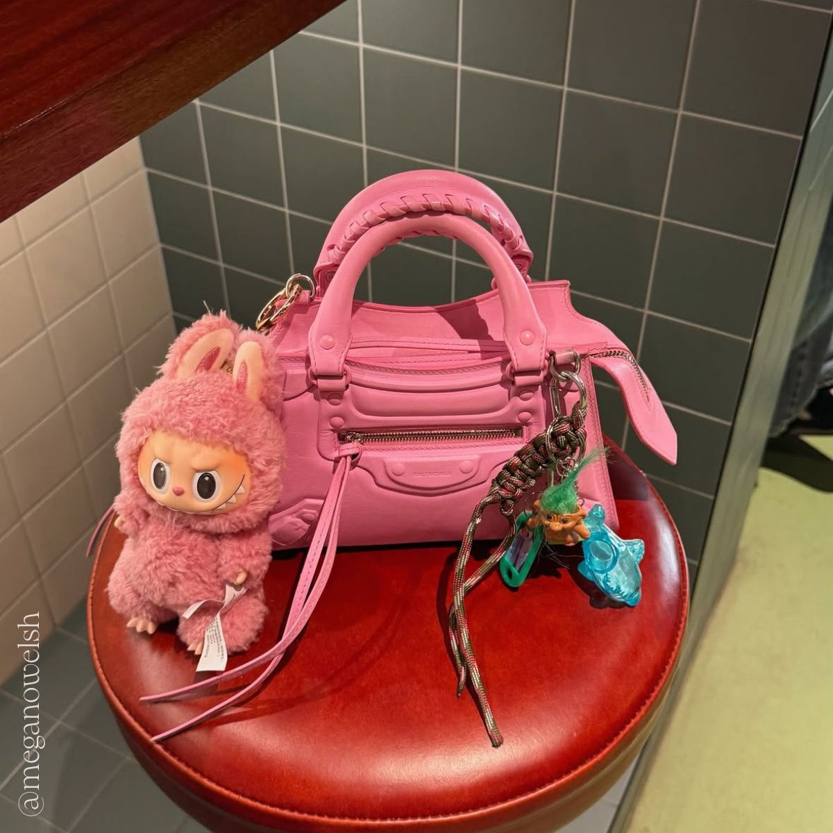BALENCIAGA Mini Neo Classic City Leather Bag in Rose with Charms