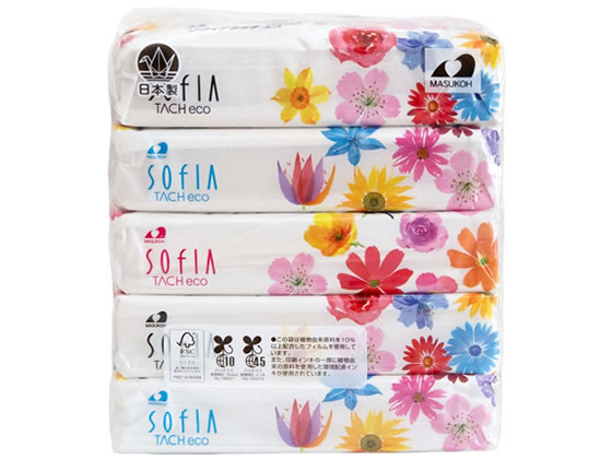 マスコー製紙 ソフィアタッチエコ ティッシュペーパー 150組 5個が312