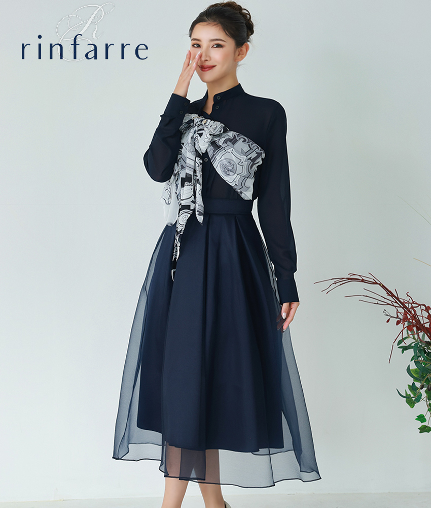 ネイビースカーフセットアップ/MIRIN - カラードレス