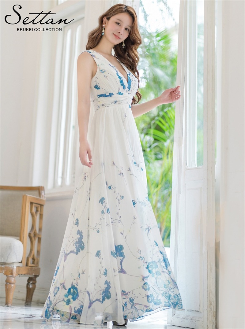花柄Aラインロングドレス/ERUKEI - カラードレス