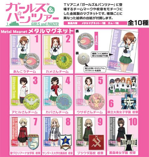 ガールズ&パンツァー メタルマグネット10種コンプリートセット 【公式
