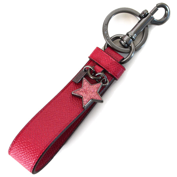 COACH】コーチ コーティング レザー ラメ スター 星 キーリング