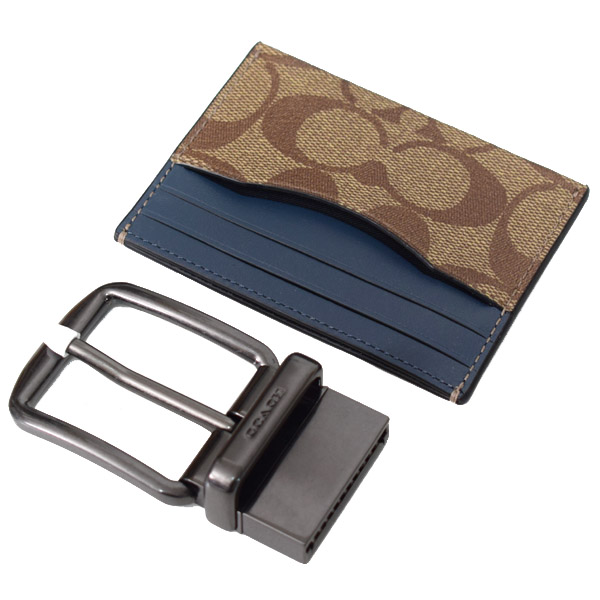 COACH】コーチ メンズ レザー シグネチャー ギフト ベルト バックル