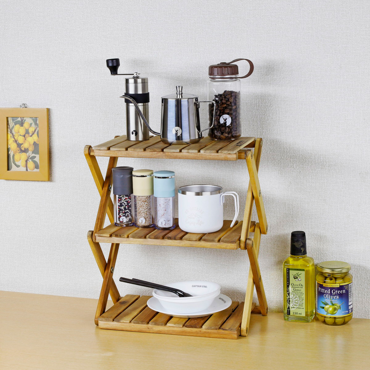 CSクラシックス 木製3段MOVEラック＜ミニ＞ - アウトドア・キャンプ