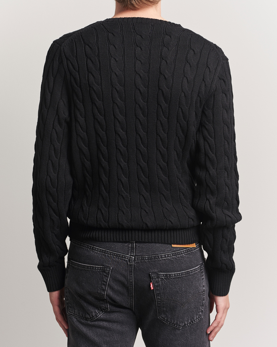 Polo Ralph Lauren Cotton Cable Pullover Polo Black at CareOfCarl.com
