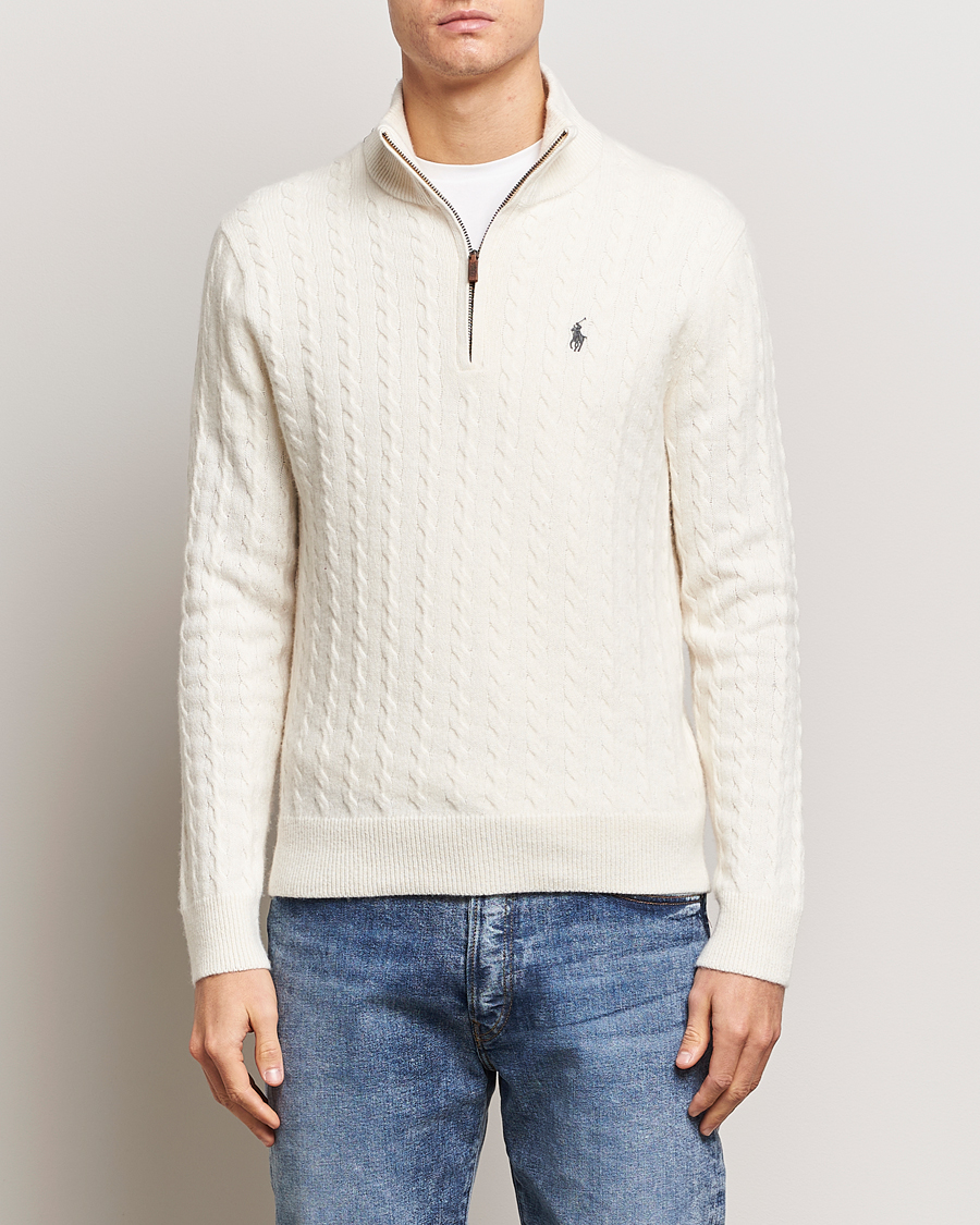 Polo Ralph Lauren Wool/Cotton Cable Half-Zip Andover Cream at