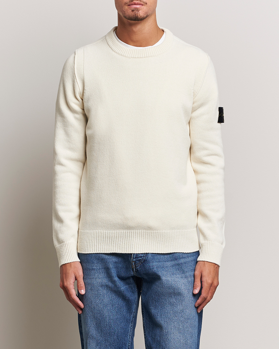 Stone Island Knitted Lambwool Sweater Natural at CareOfCarl.com