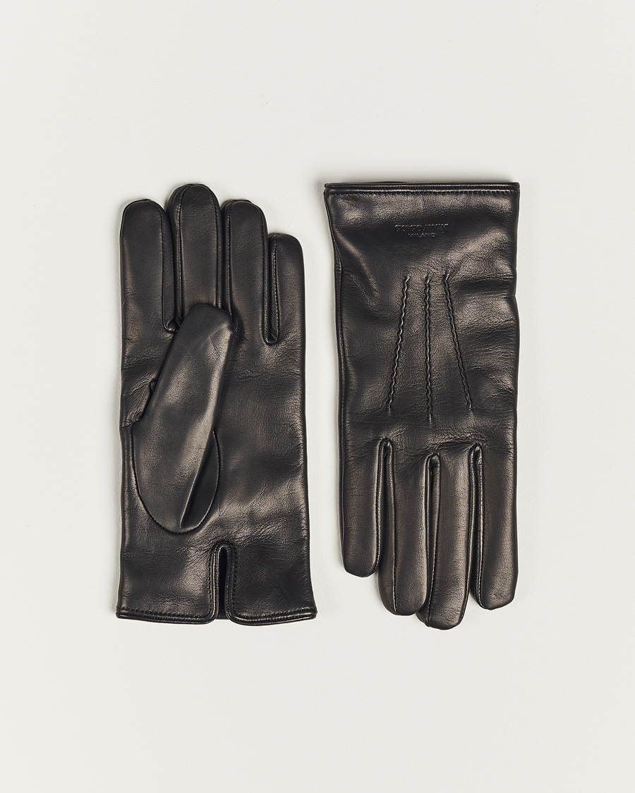 Giorgio Armani Lamb Leather Gloves Black at CareOfCarl.com