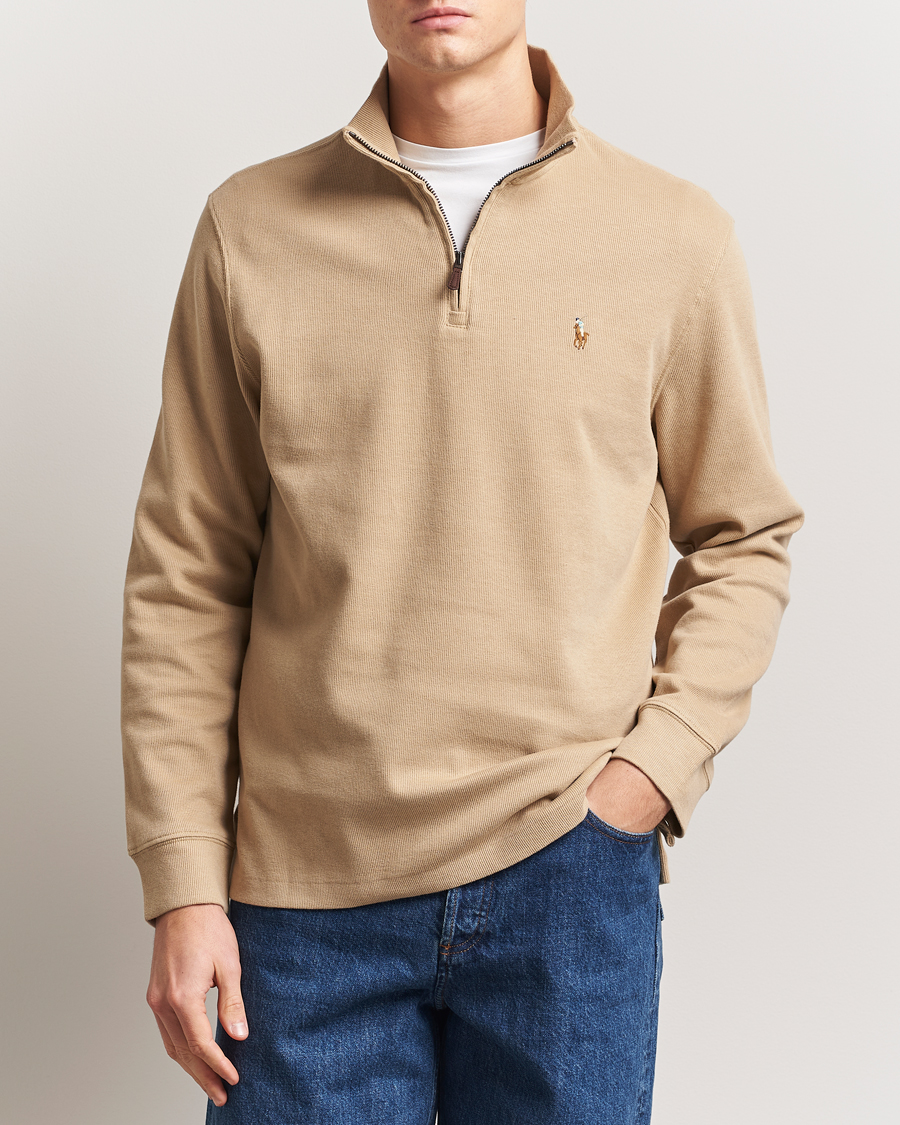 Polo Ralph Lauren Double Knit Jaquard Half Zip Sweater Coastal