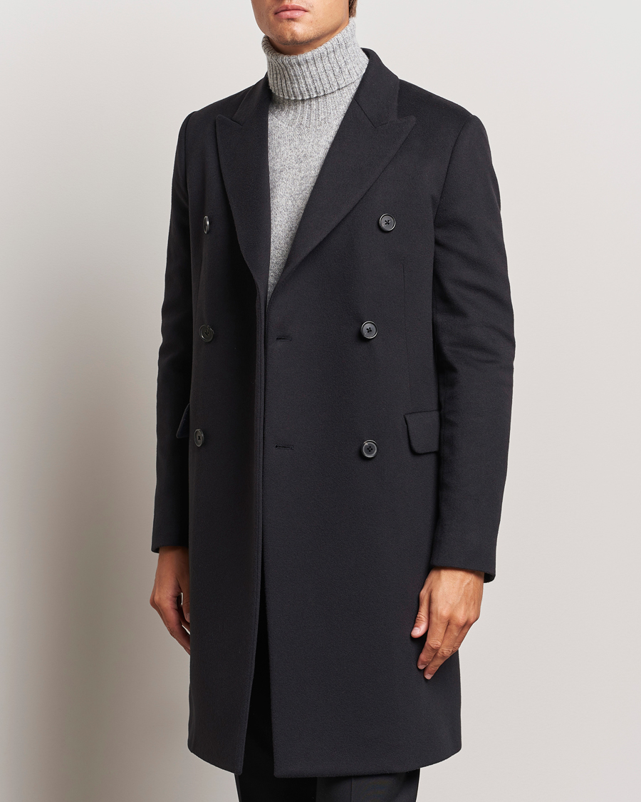 Paul Smith Wool/Cashmere Double Breasted Coat Black at CareOfCarl.com