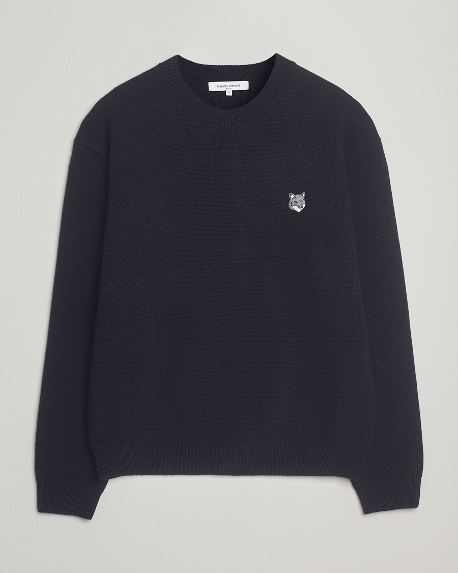 Maison Kitsuné Grey Fox Head Milano Lambswool Sweater Classic Navy