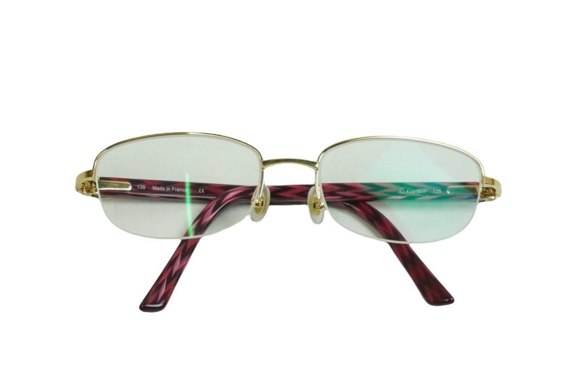 美品 Cartier カルティエ メガネ - 135 シルバー 度入り 大理石調