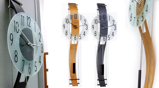 ユニークなデザイン掛け時計、振子付き美しい曲線美クオーツ式モダンな