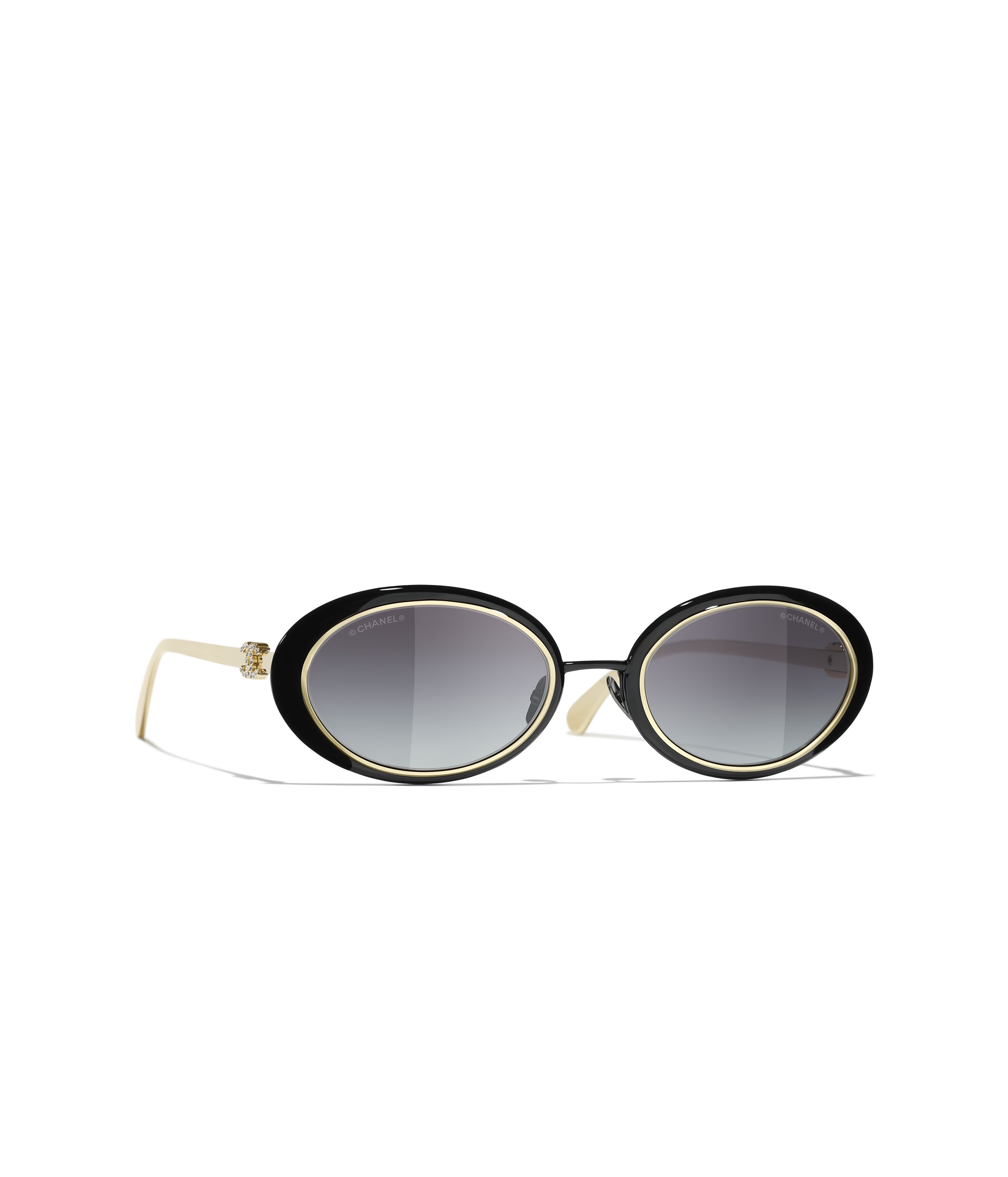 CHANEL Sunglasses: Oval Sunglasses, metal — Fashion | CHANEL