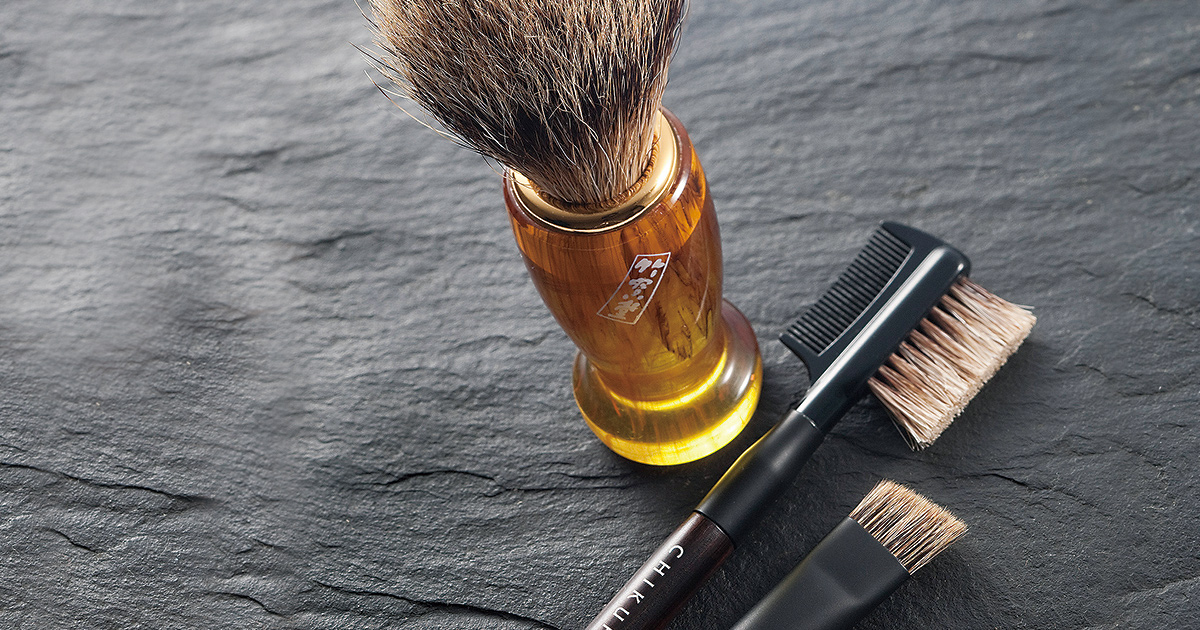 シェービングブラシ（赤・緑）：SH-4｜竹宝堂（ちくほうどう）熊野筆