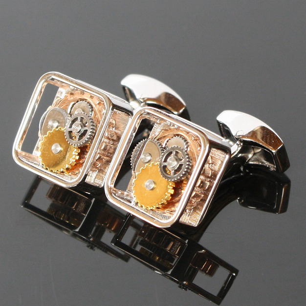 tac159 タテオシアン カフリンクス シルバー レジン ギア ゴールド英国