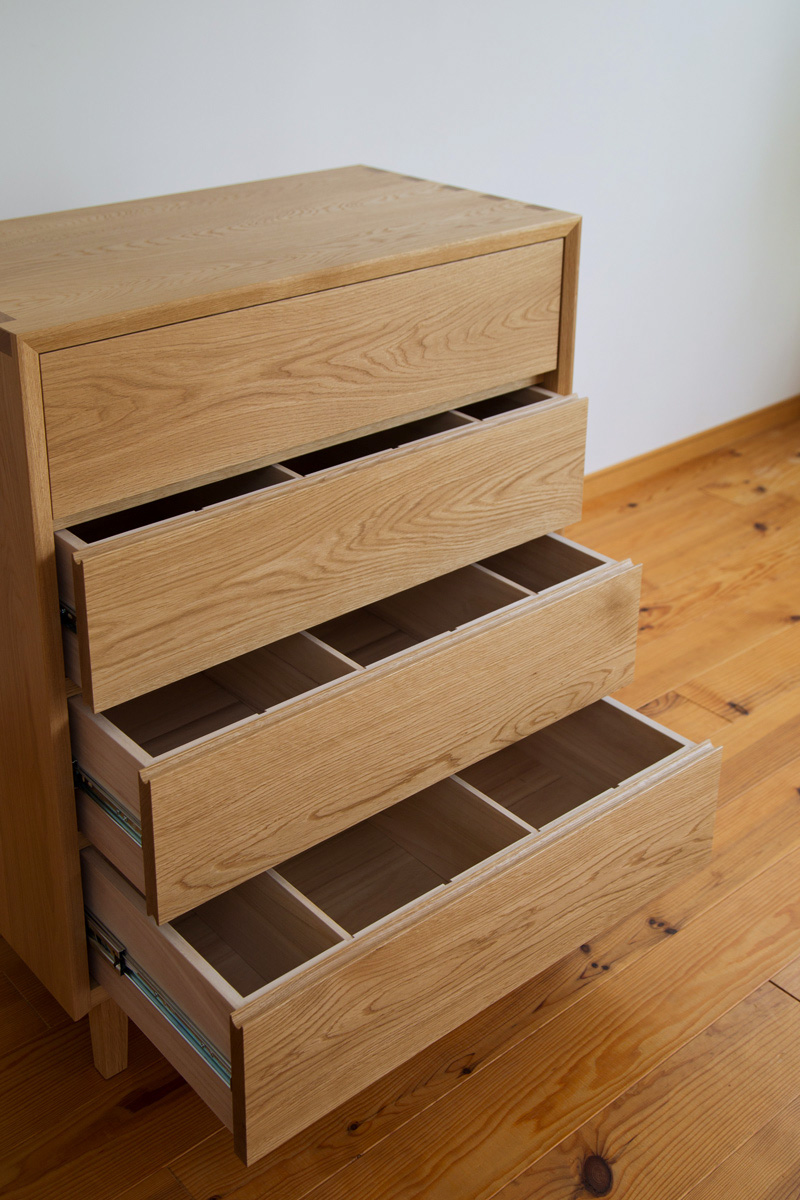 オーダー家具・C-399 ナラ材のオーダーチェスト（食器収納） 長野県の