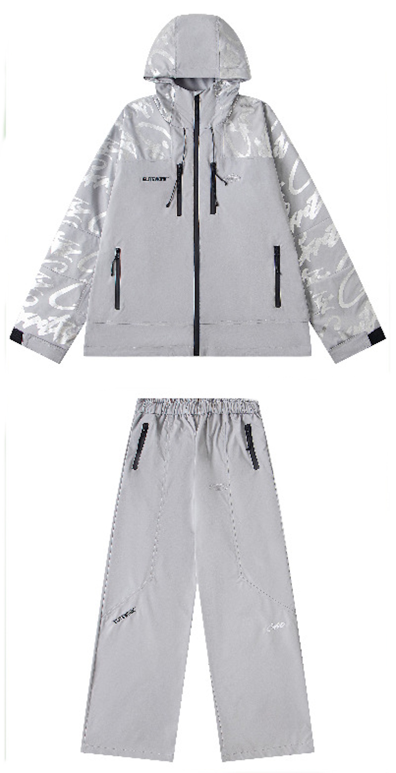 Unisex Corteiz Alcatraz American Streetwear Zipper Nylon Set up