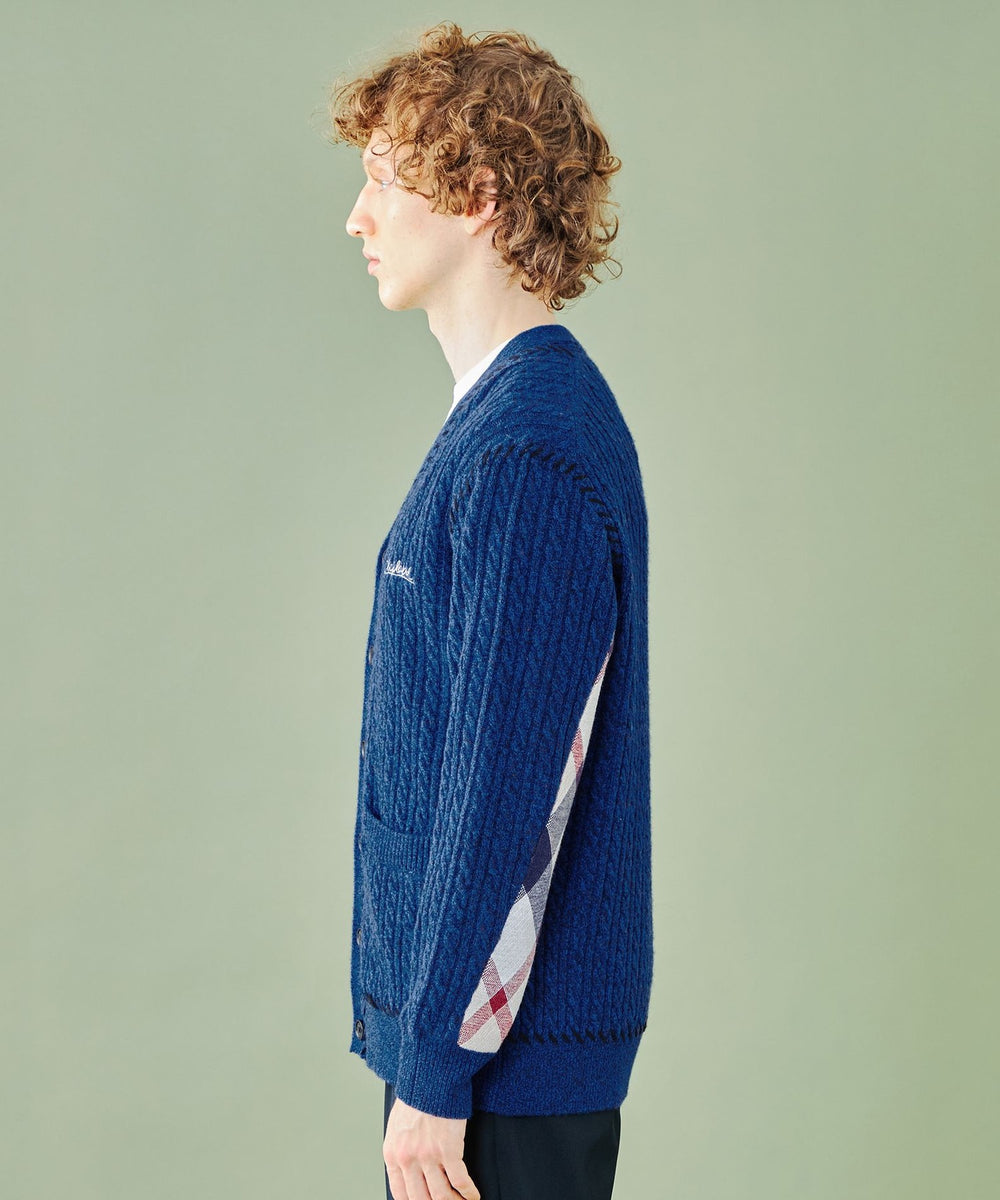 WEB・一部店舗限定】パーシャルチェックケーブルカーディガン（WEB限定