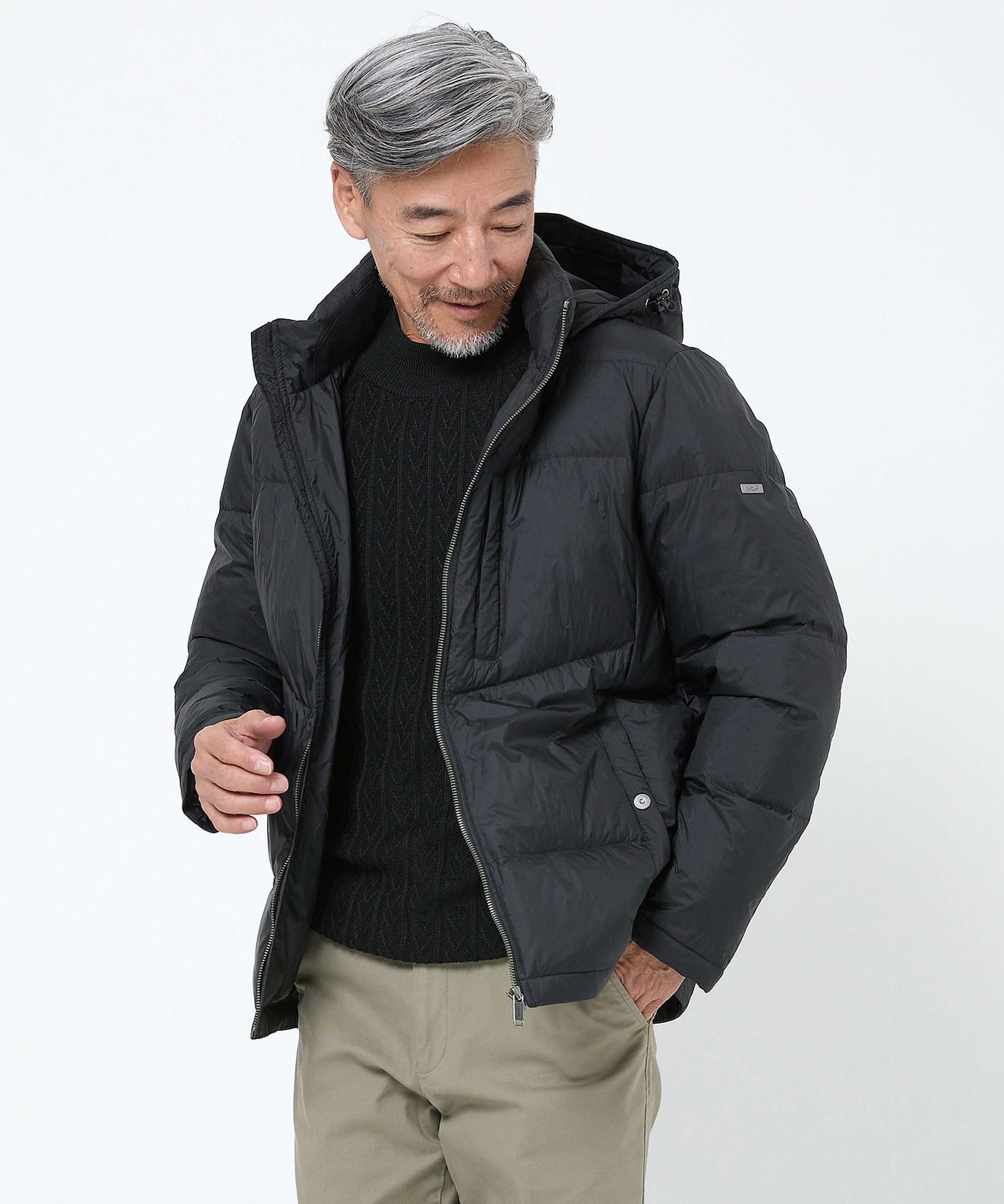 メンズ フード付き スタンドカラー ダウンジャケット通販 [1604-58405