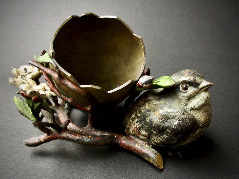 アンティークのヴィエナブロンズ「鳥類誘致園」