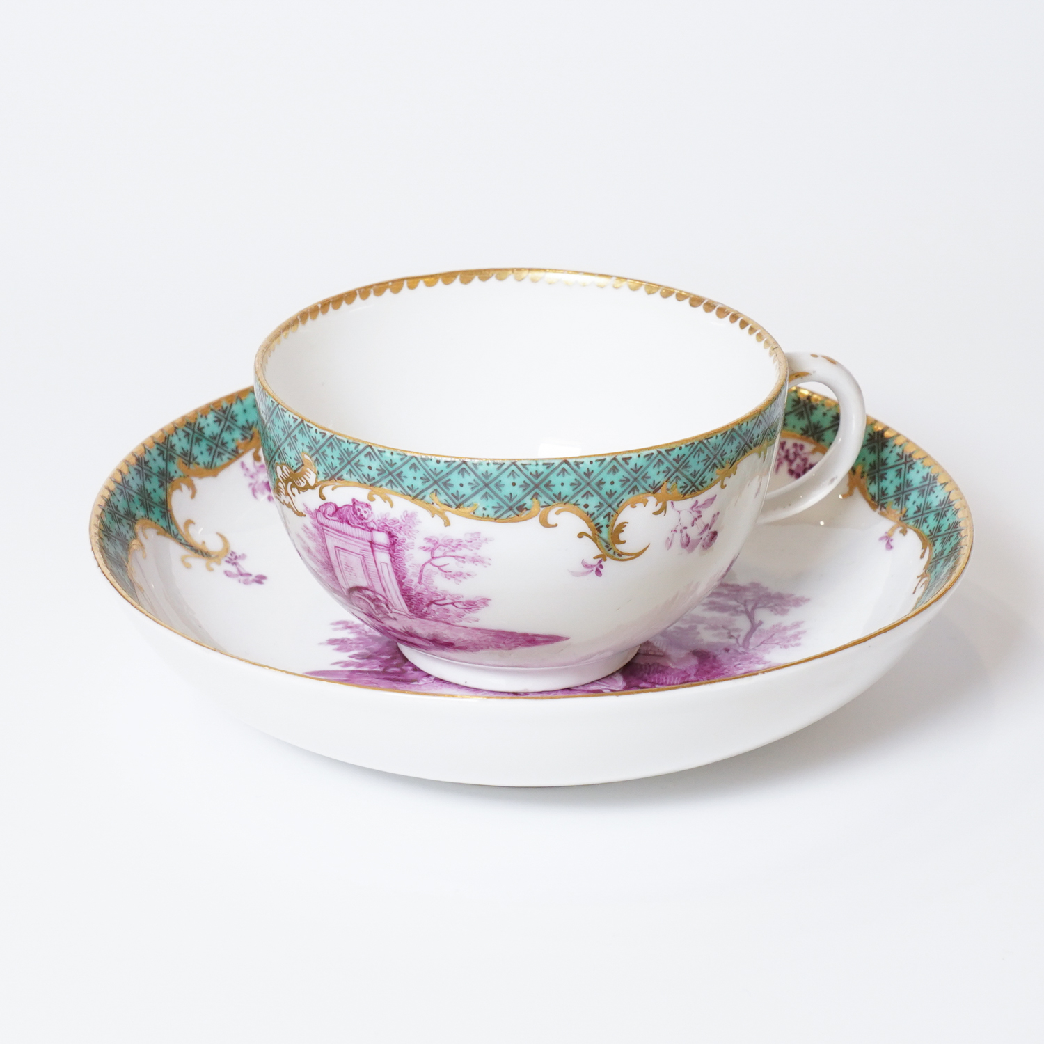 ドイツ 1750年代 磁器 MEISSEN マイセン ワトー紋カップ&ソーサー