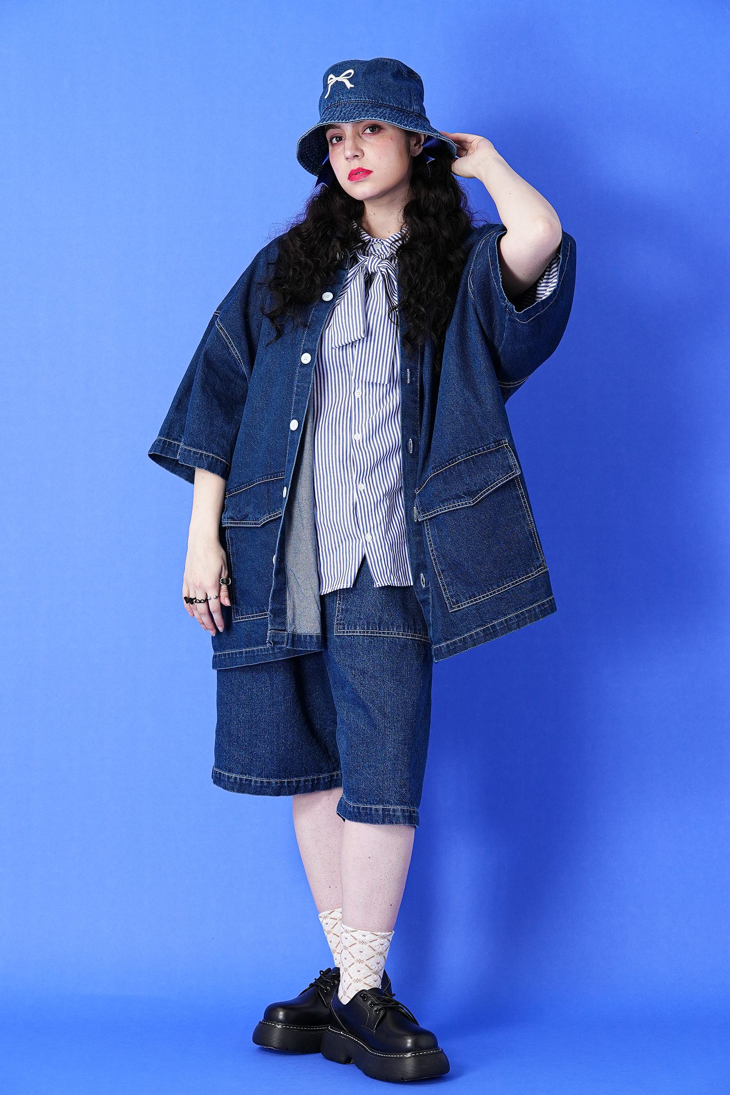 デニムワイドハーフパンツ / ワークパンツ ankoROCK(アンコロック