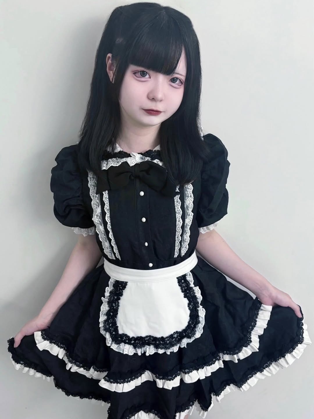 新品】dimmoire メイドフリルブラック黒ブラウスワンピース