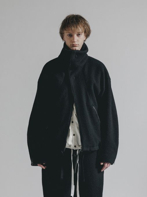 The Viridi-anne - ウールパイル ハイネックジャケット (A-BLACK