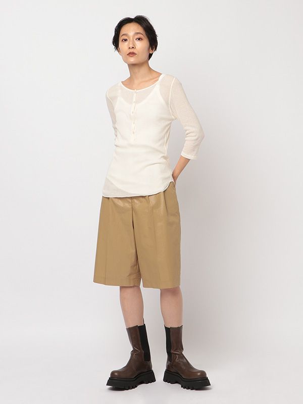 ETRE TOKYO - ヘンリーネックエアリートップス - WHITE | ADDICT WEB SHOP