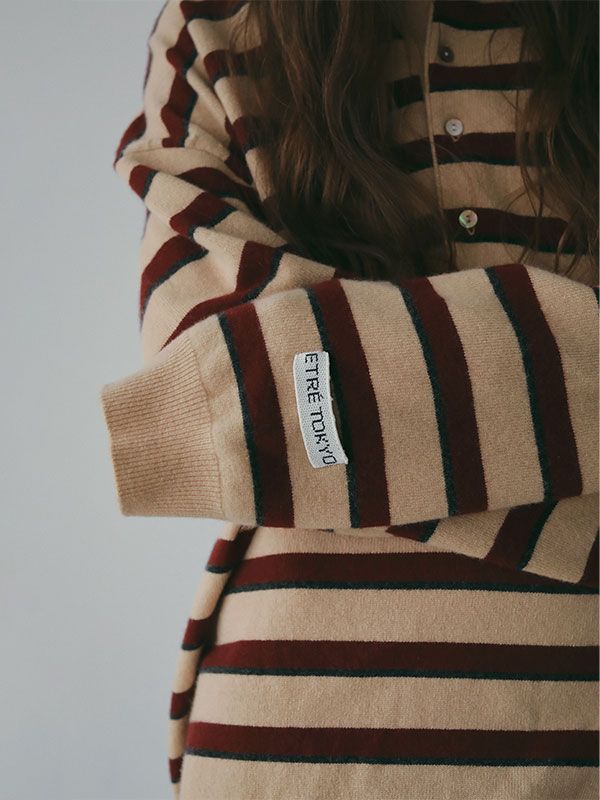 ETRE TOKYO - マルチボーダーニットポロ (BEIGE) | ADDICT WEB SHOP