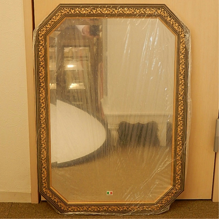 ウォール ミラー 壁掛け 鏡 八角 グリーン イタリアンブルー